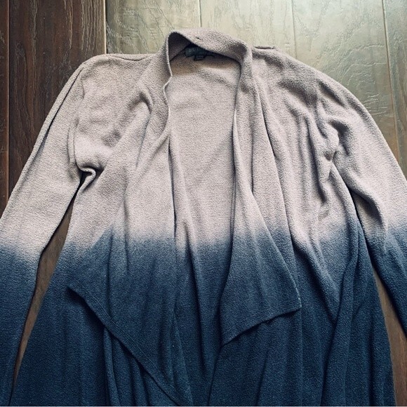 Barefoot Dreams Cozy Chic Lit Calypso Ombré Hi/lo Open Cardigan Pewter/Black S/M - Picture 3 of 14